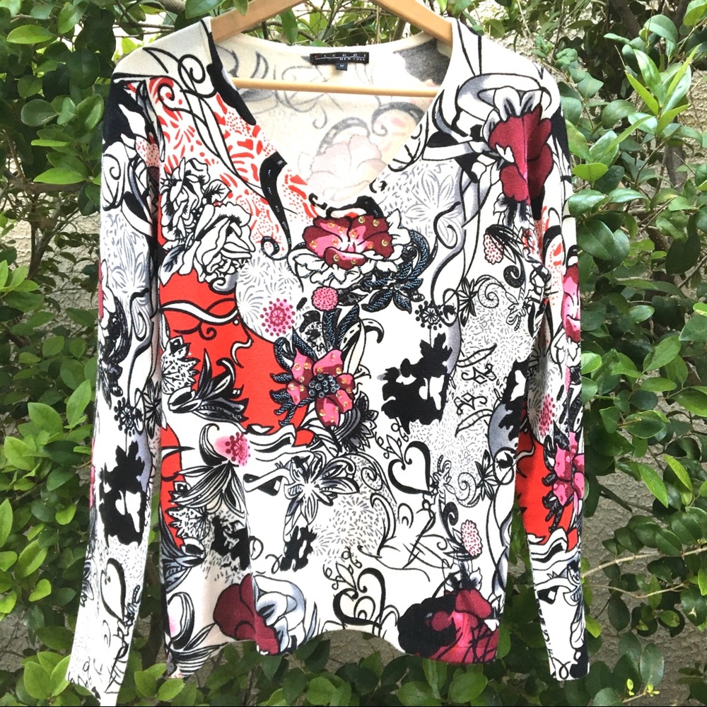 Pierri New York Floral Pink White Paisley Blouse